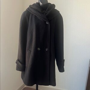 Hilary Radley Alpaca Blend Hooded Swing Coat. Preloved